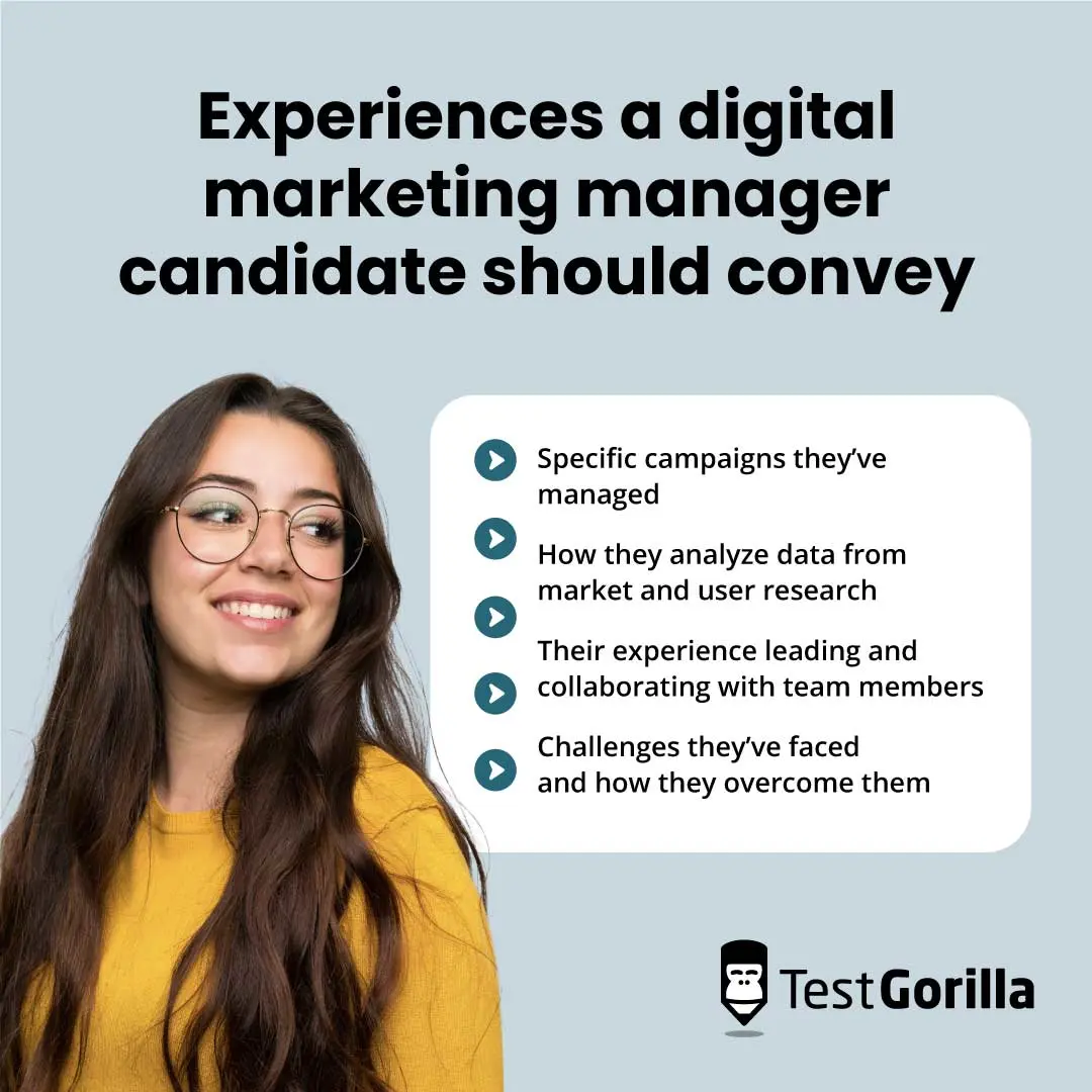 Experiences a digital marketing manager candidate should convey graphic