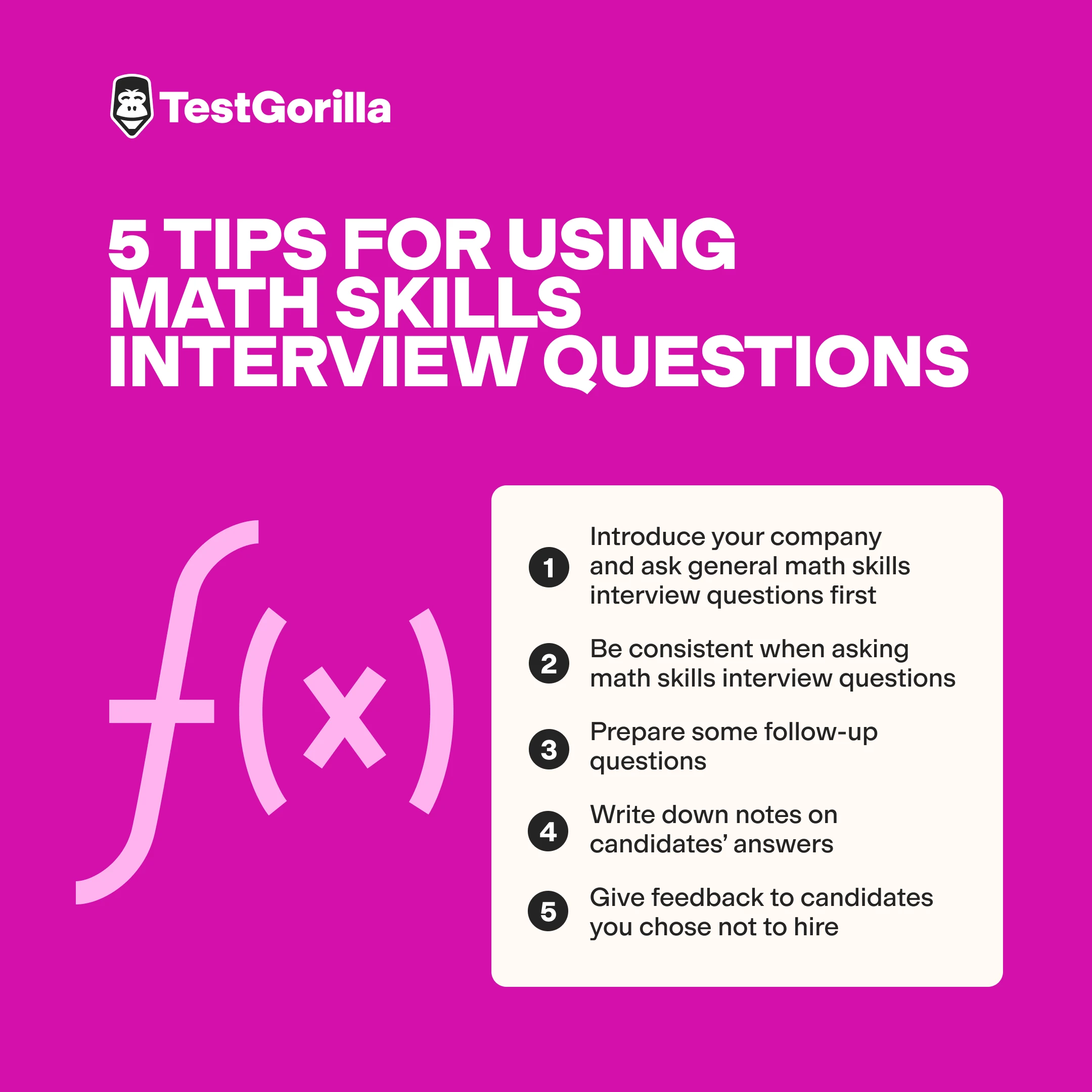 image showing 5 tips for using math skills interview questions