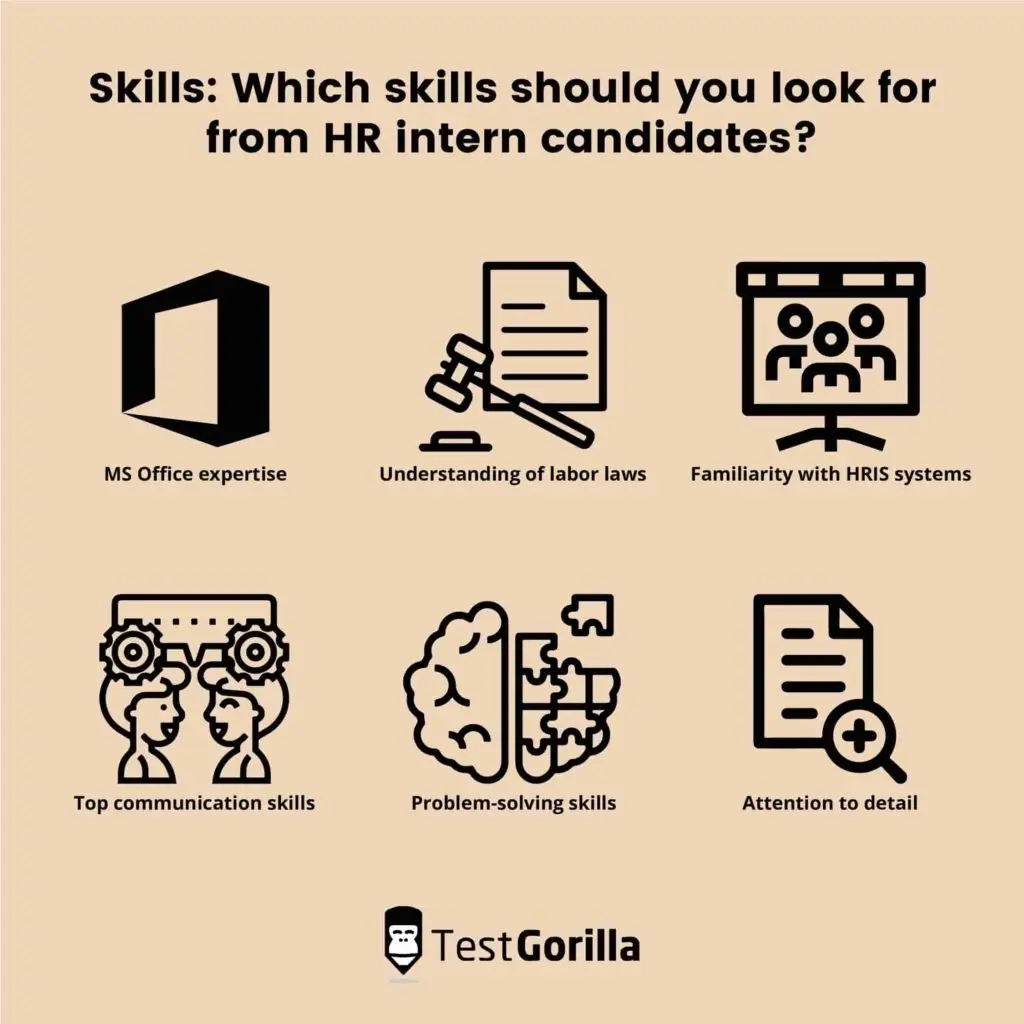 Which skills should you look for from HR intern candidates?