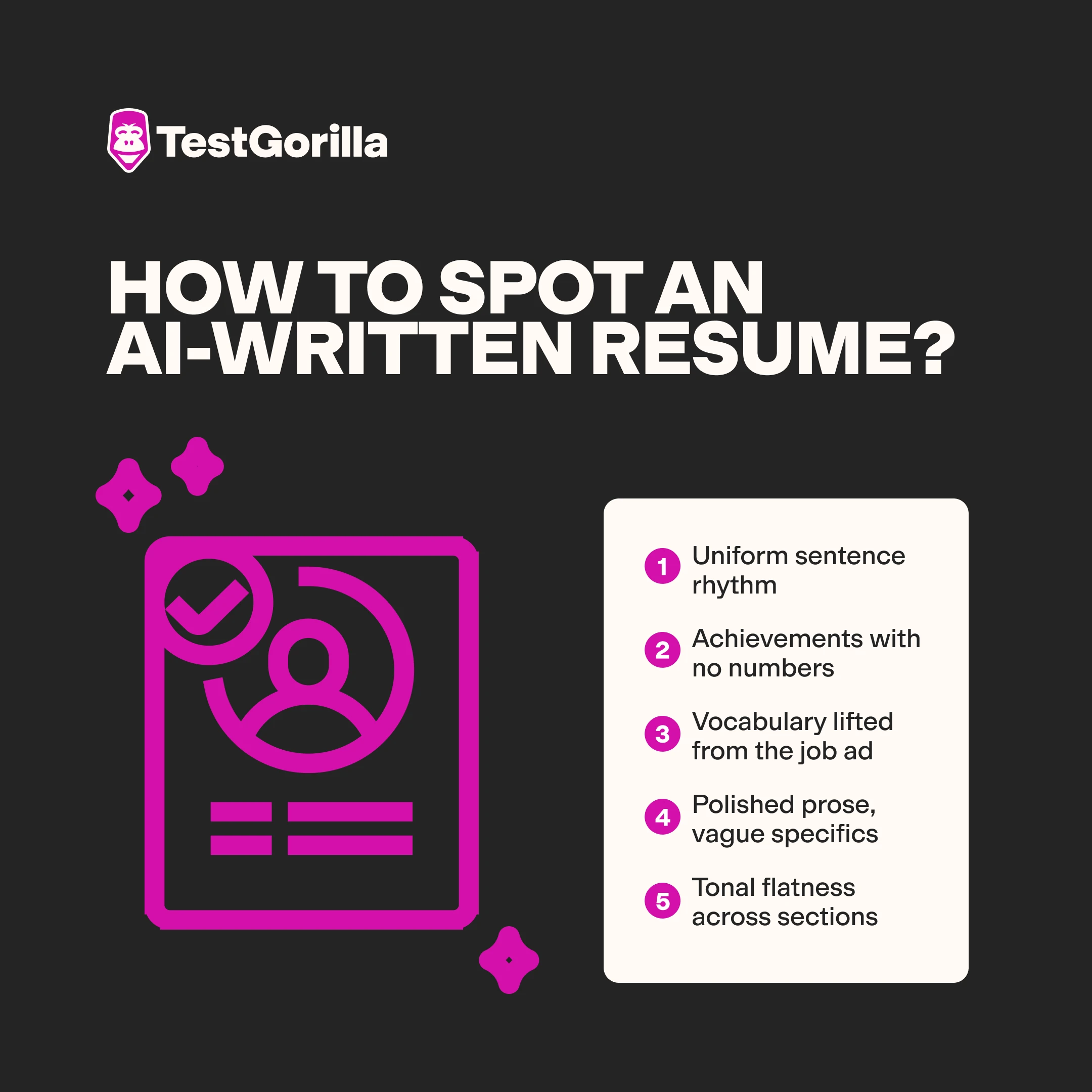 how to spot an ai written resume graphic
