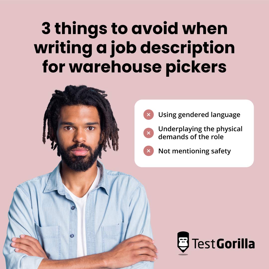 3 things to avoid when writing a job description for warehouse pickers graphic