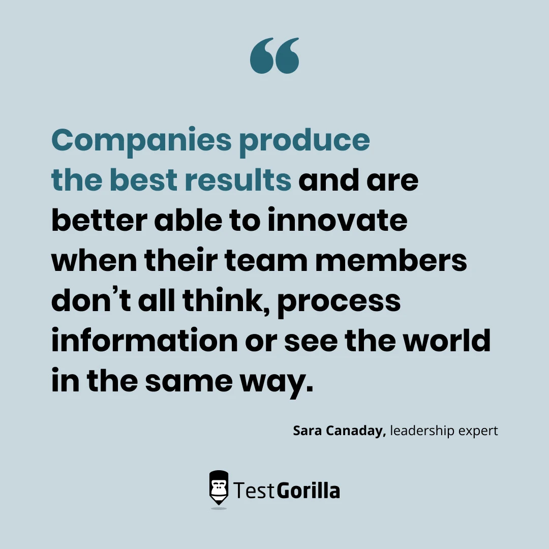 Quote by Sara Canaday on diversity helping companies produce the best results