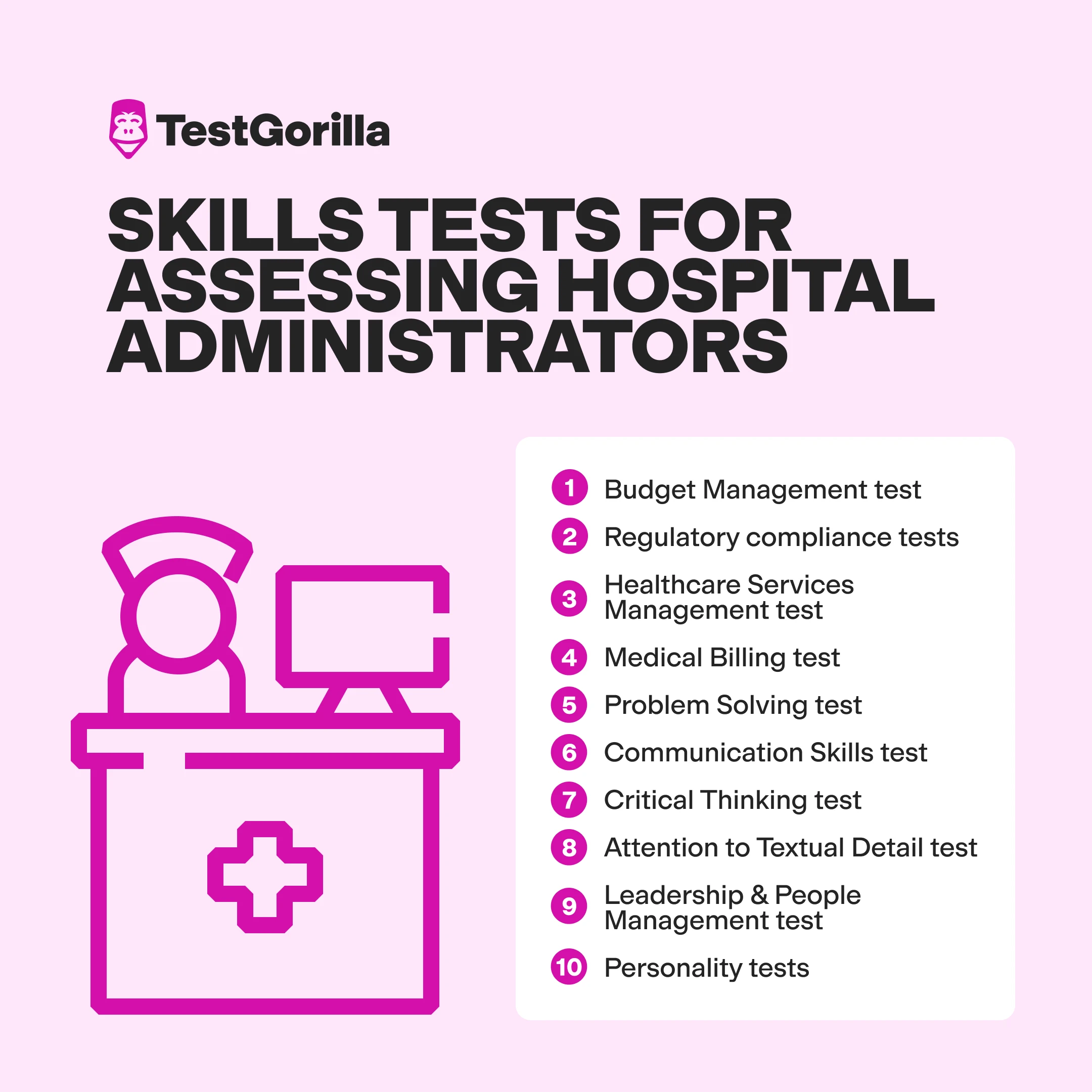 Skills tests for assessing hospital administrators