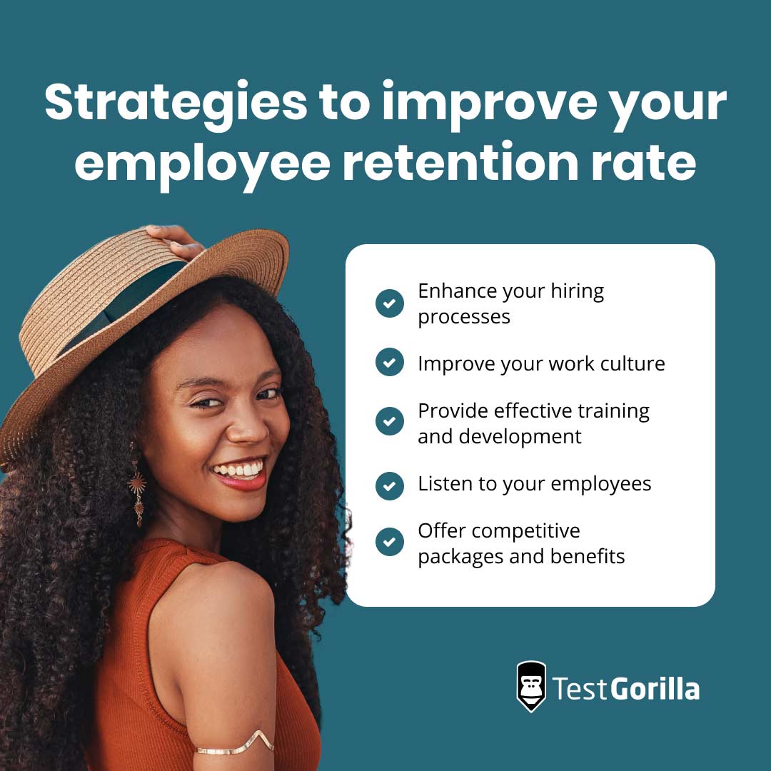 Strategies to improve your employee retention rate graphic