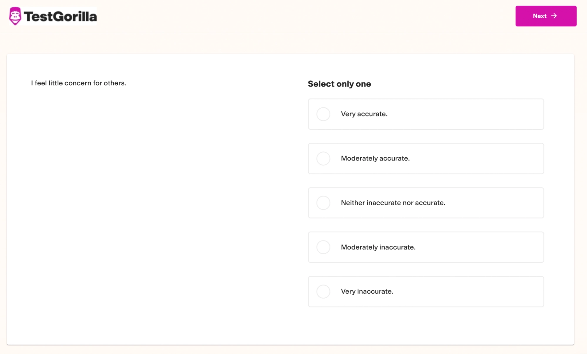 An example question from TestGorilla’s DISC Personality test