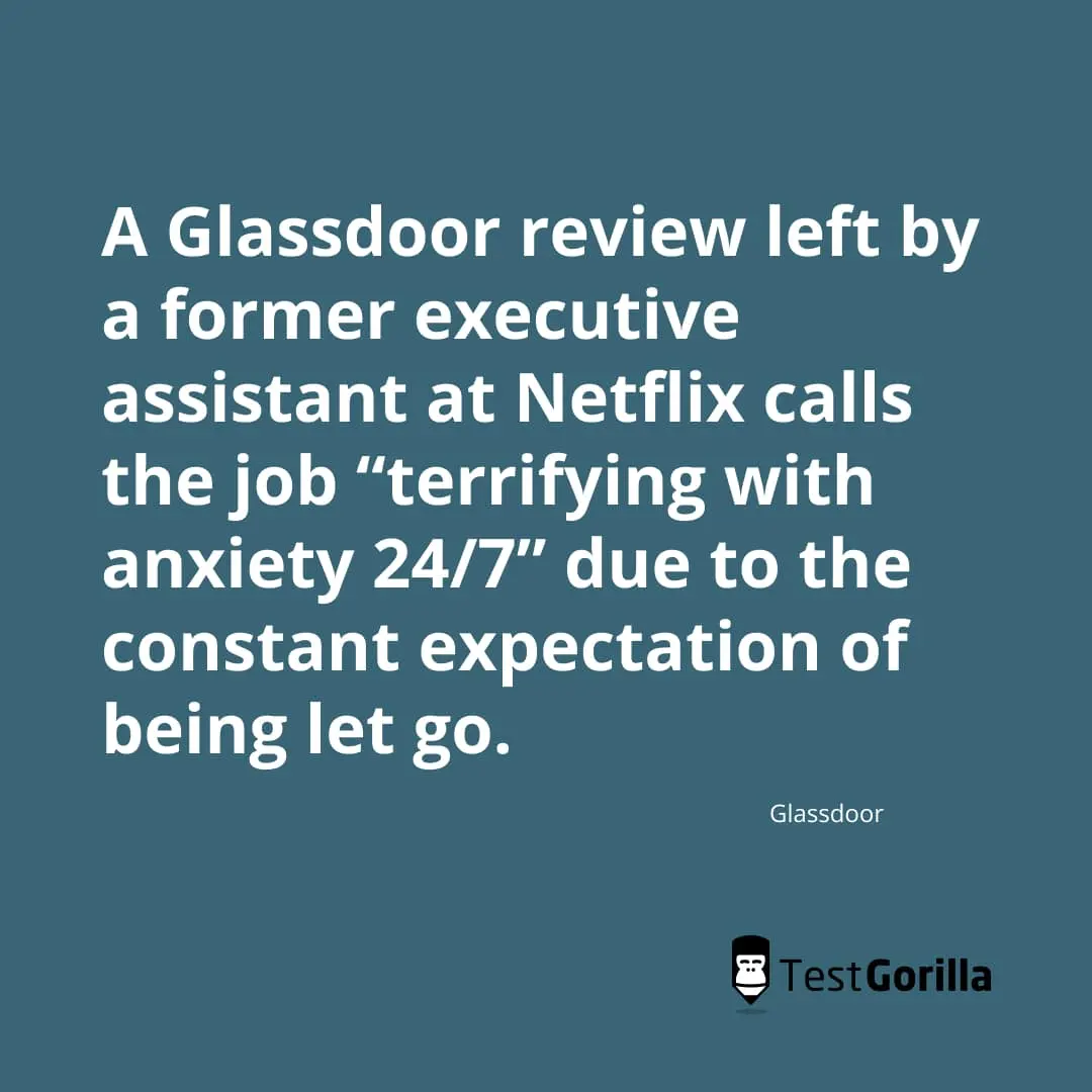 A Glassdoor review left by a former executive assistant at Netflix