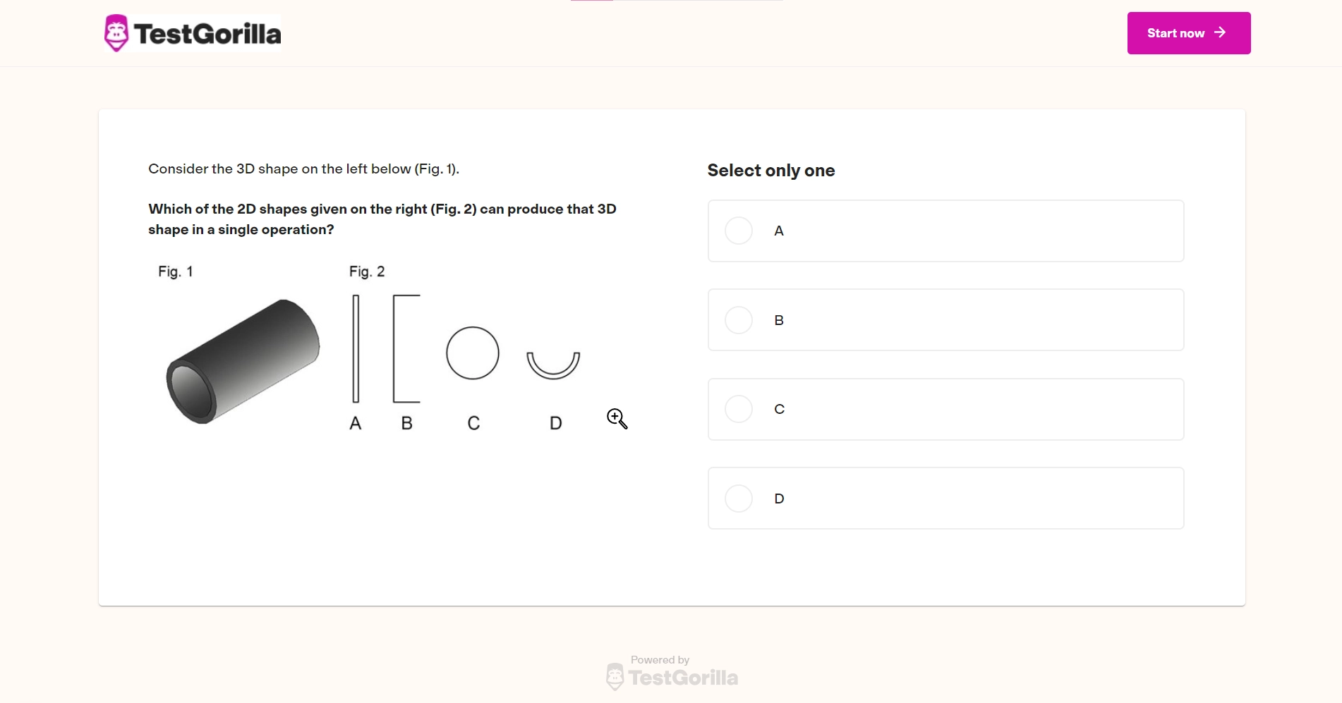 An example question from TestGorilla-s AutoCAD test