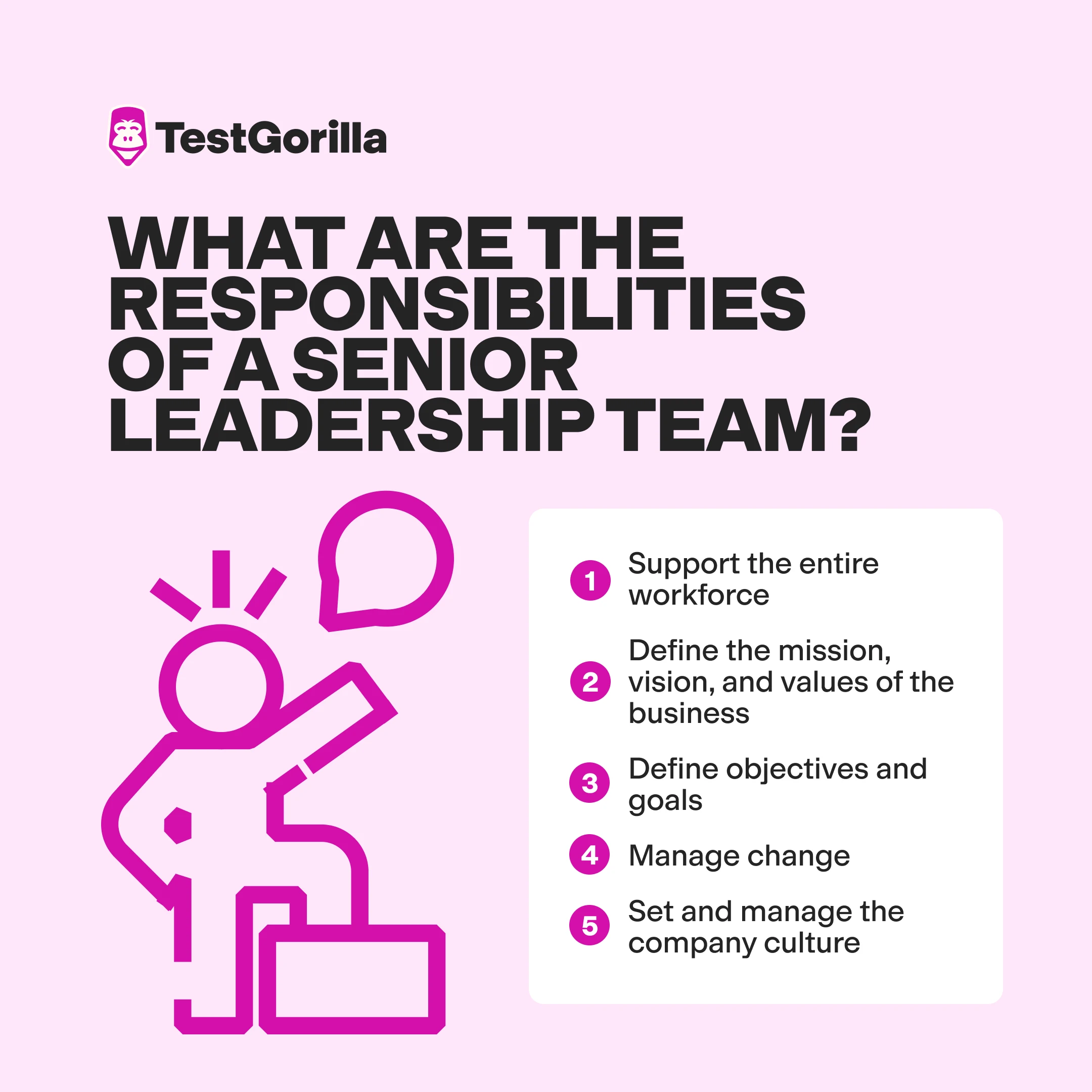 What are the responsibilities of a senior leadership team?