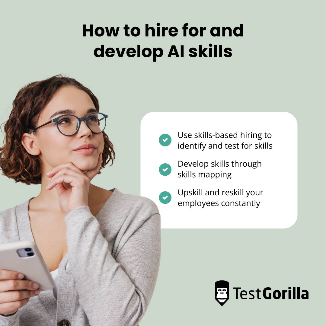 How to hire for and develop AI skills graphic