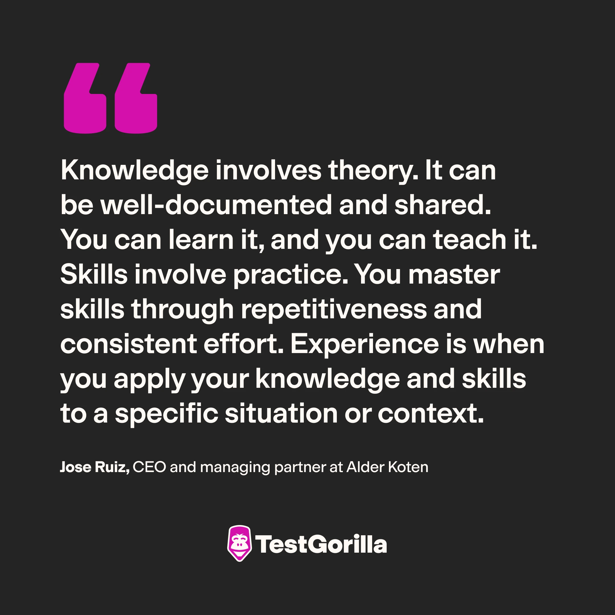 Jose ruiz quote on how knowledge involves theory graphic