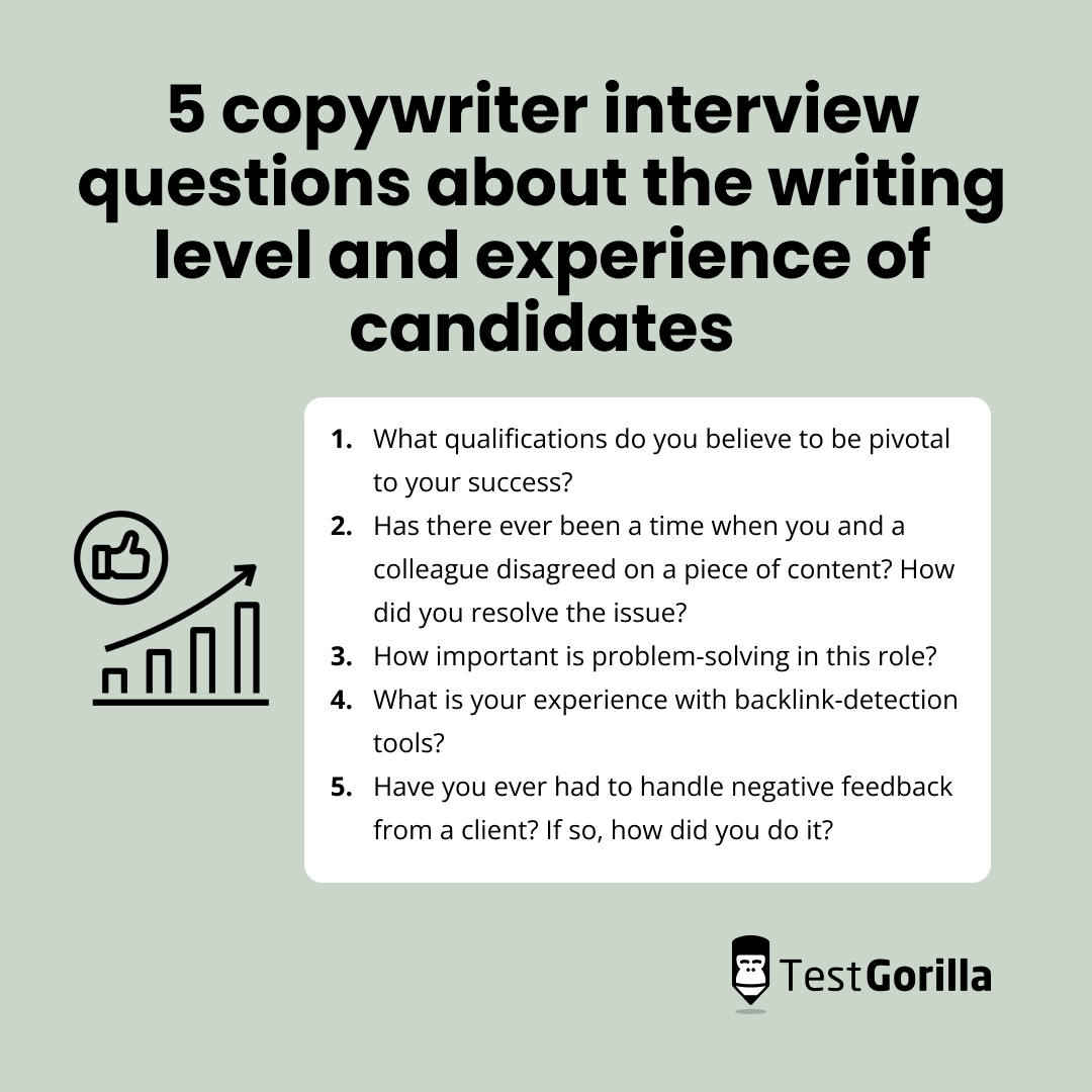 5 copywriter interview questions about the writing level and experience of candidates
