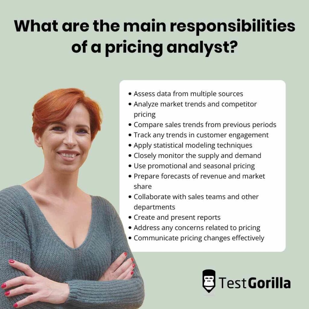 Main responsibilities pricing analyst 