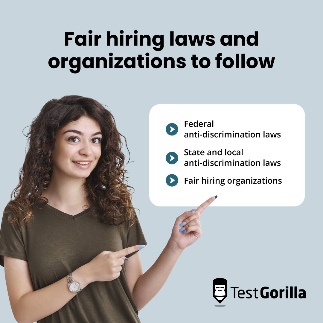 Fair hiring laws and organizations to follow graphic