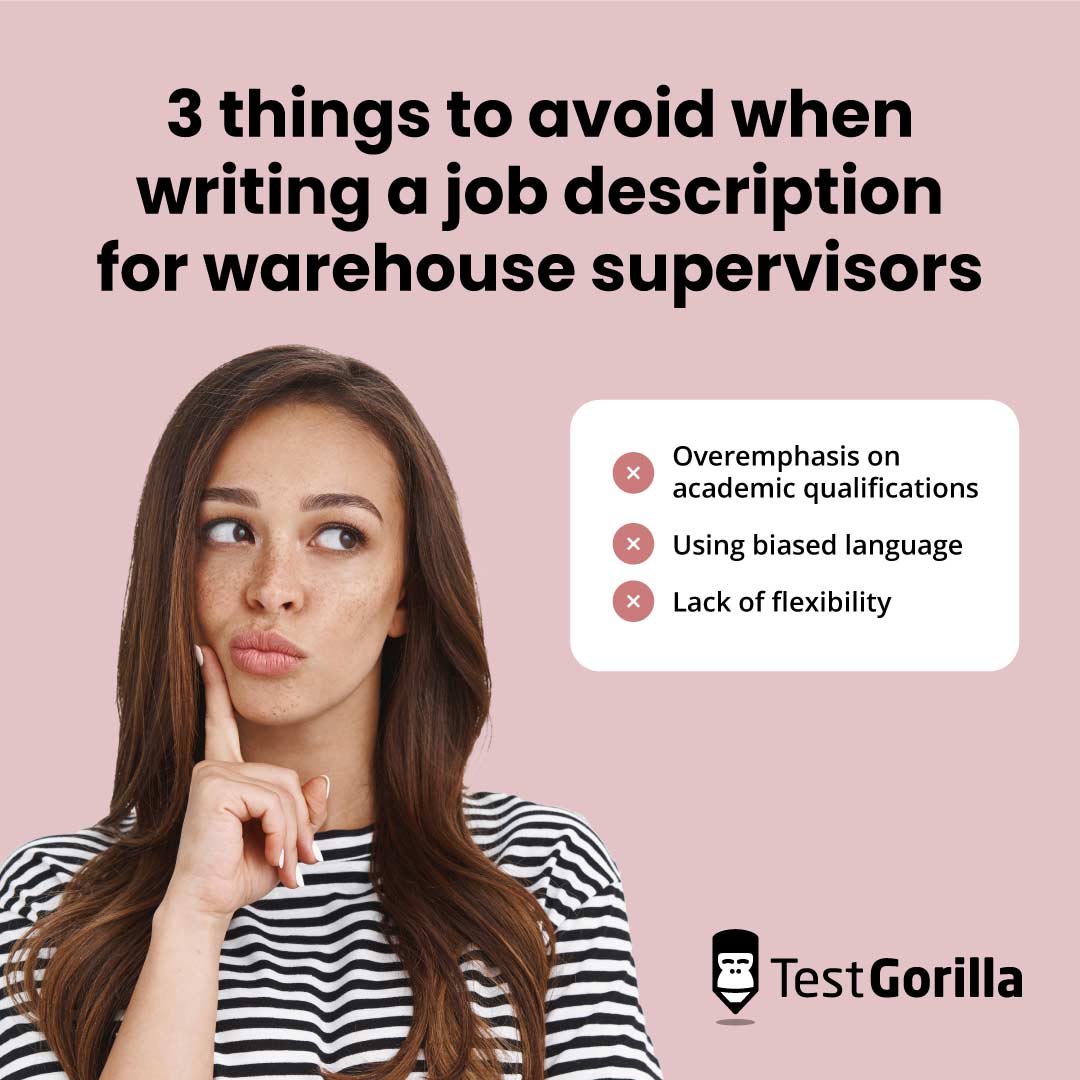 3 things to avoid when writing a job description for warehouse supervisors graphic