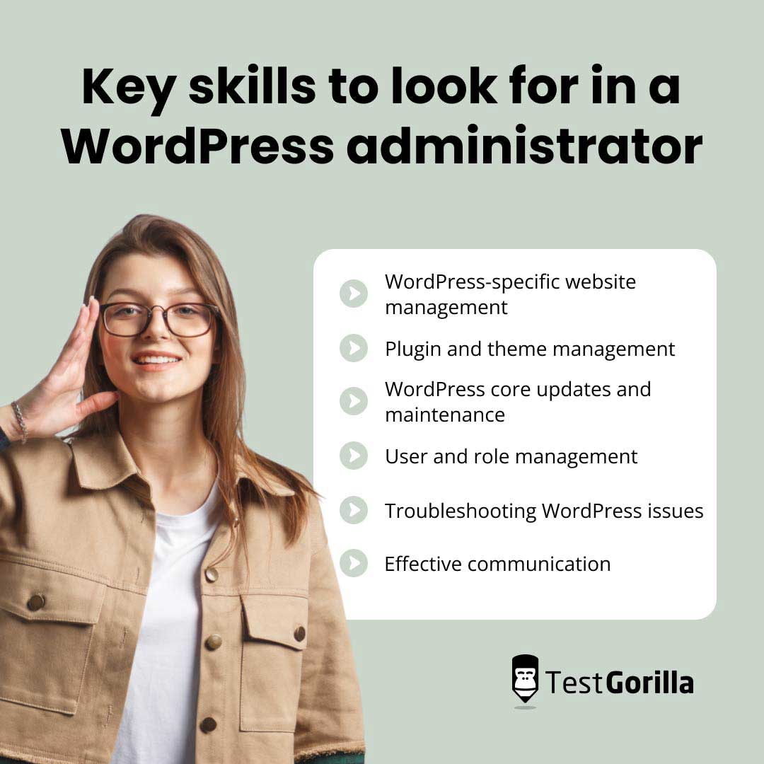 Key skills to look for in a Wordpress administrator graphic