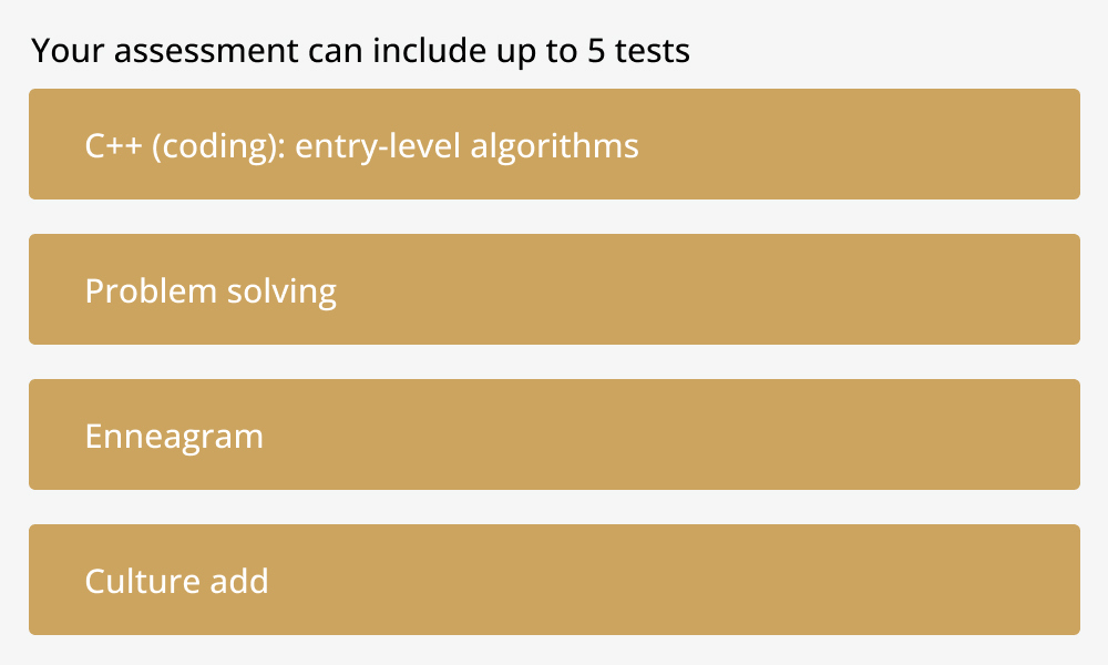 example of game programmer assessment consisting of tests in TestGorilla