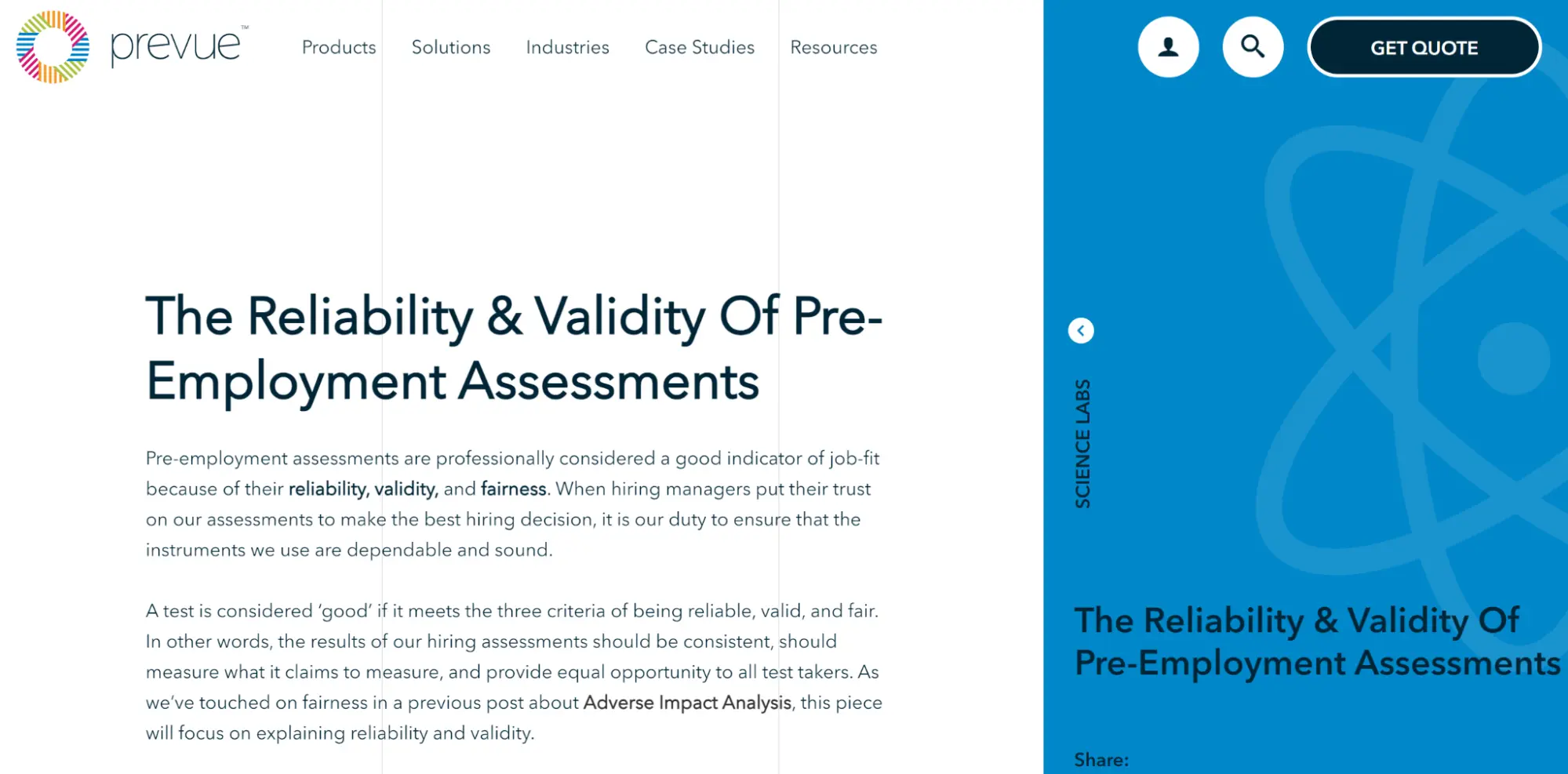 Prevue Assessments quality control