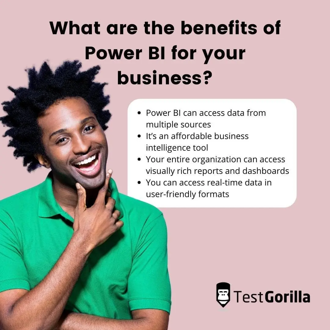 image listing the benefits of Power BI for your business