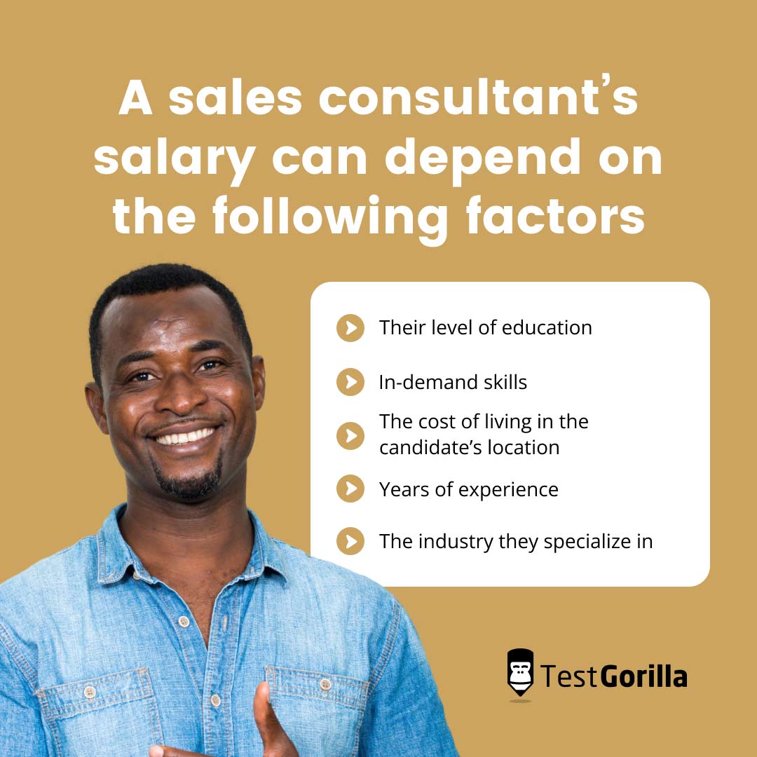 A sales consultants salary can depend on the following factors graphic