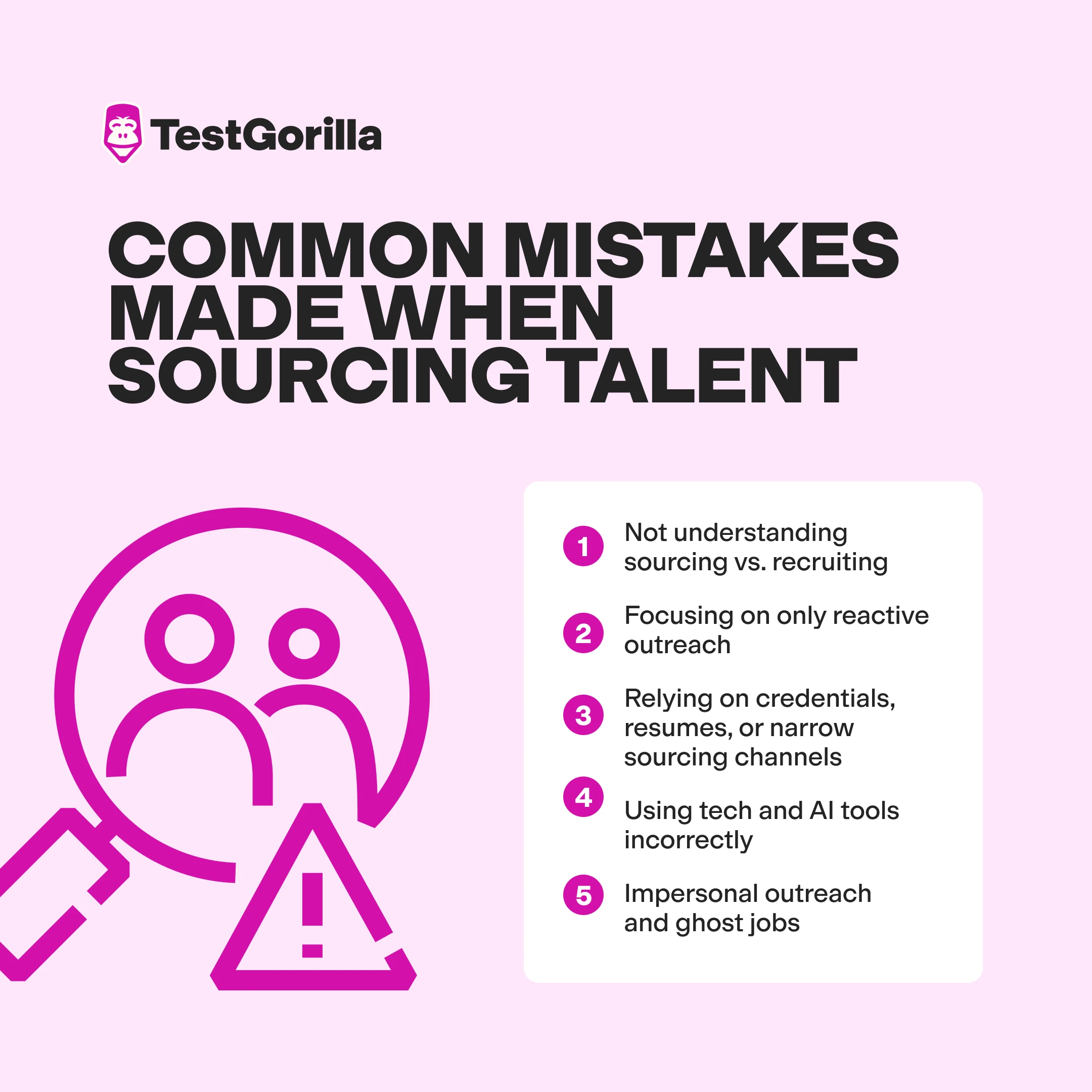 common mistakes made when sourcing talent graphic