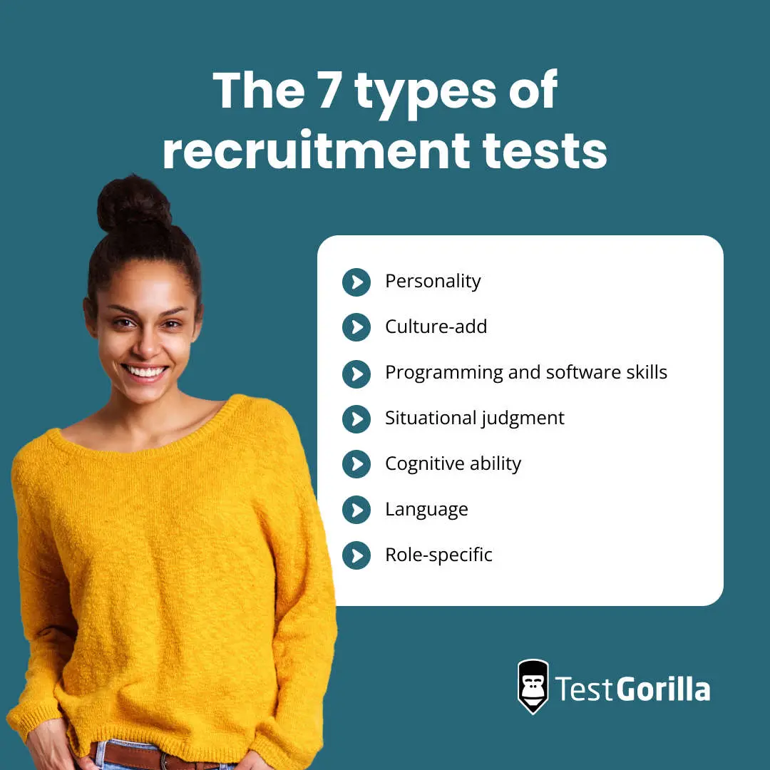 The 7 types of recruitment tests graphic