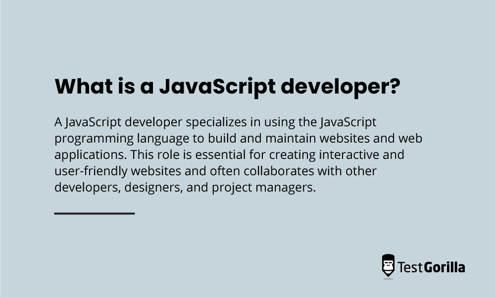 What is a javascript developer definition graphic