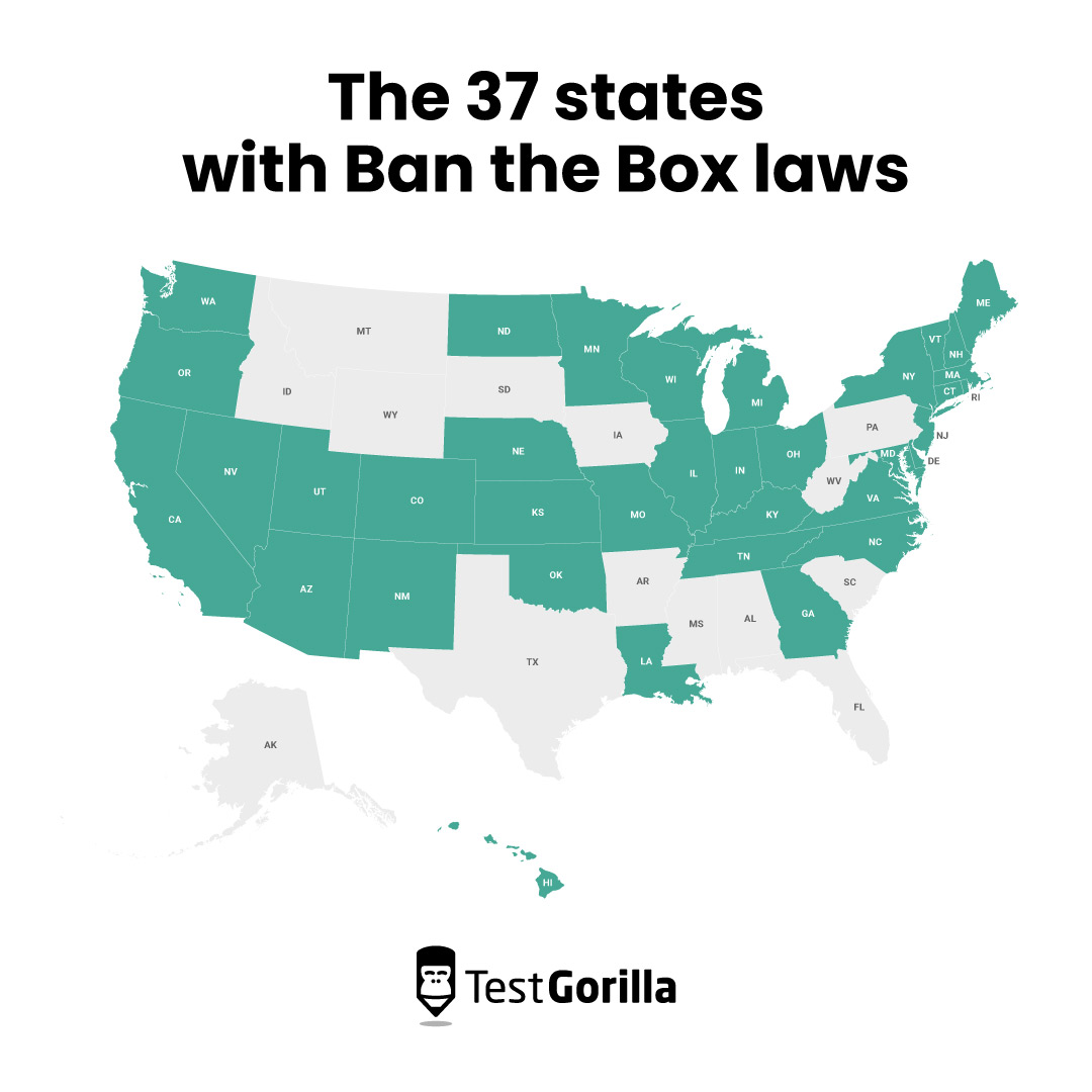 37 states with ban the box laws graphic