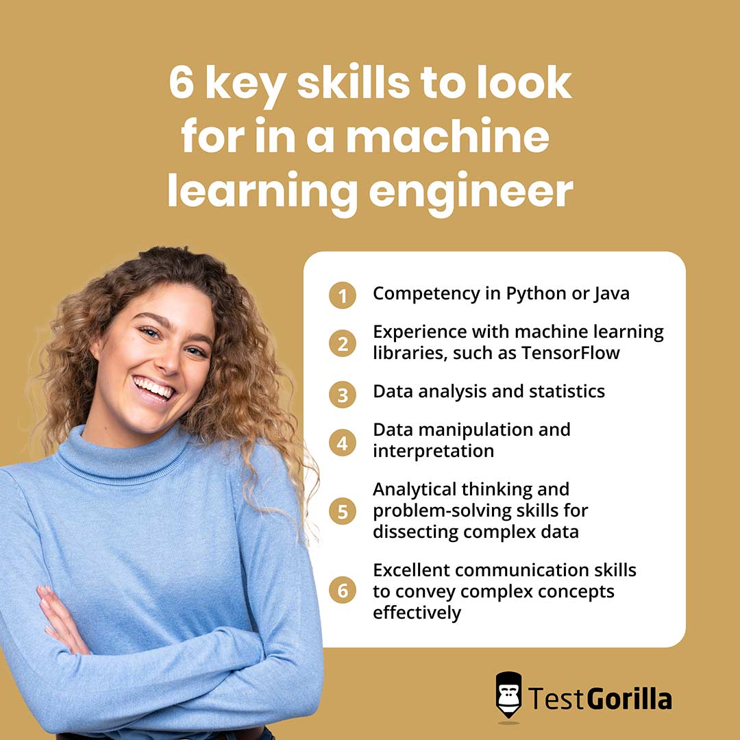 6 key skills to look for in a machine learning engineer graphic