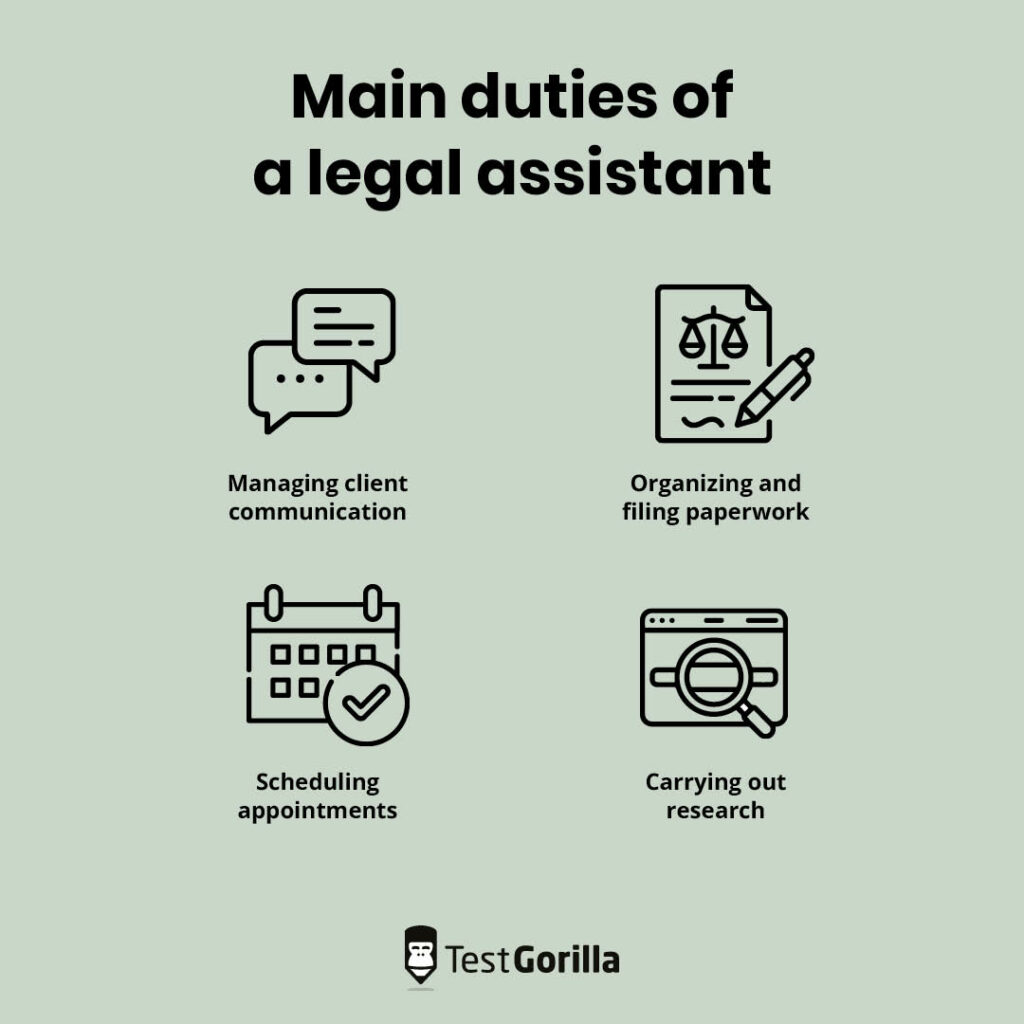 main duties legal assistant