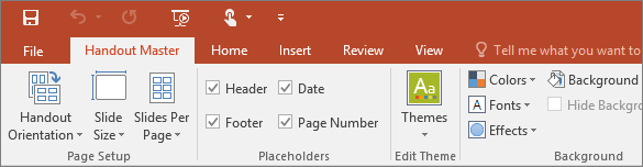 screenshot of how to create or edit presentation handouts in PowerPoint