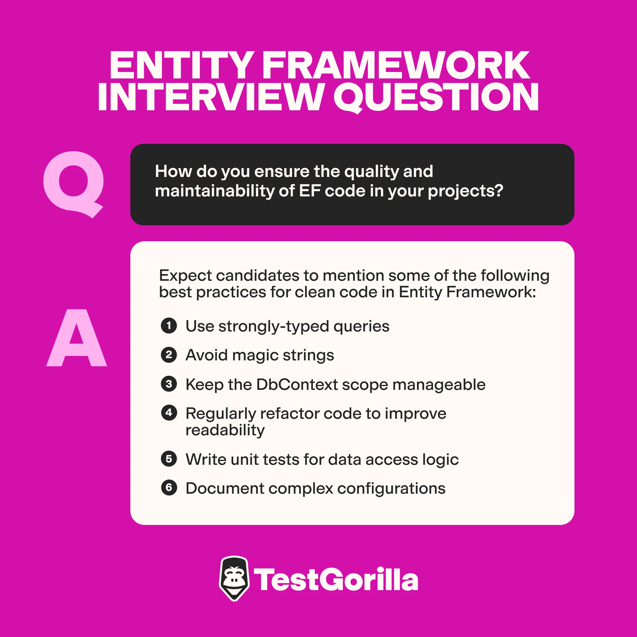 Entity Framework interview questions How do you ensure the quality and maintainability of EF code graphics