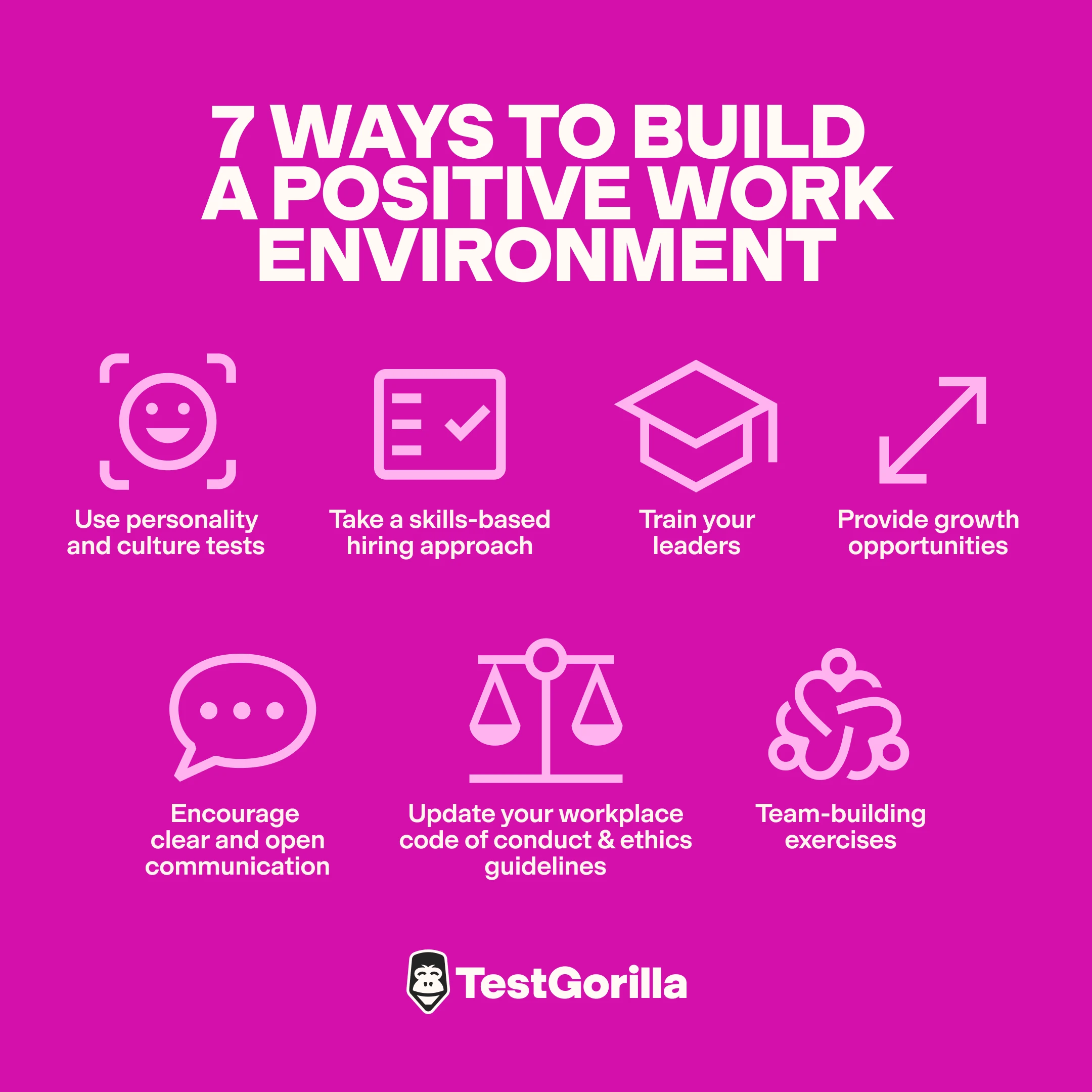 7 ways to build a positive work environment graphic