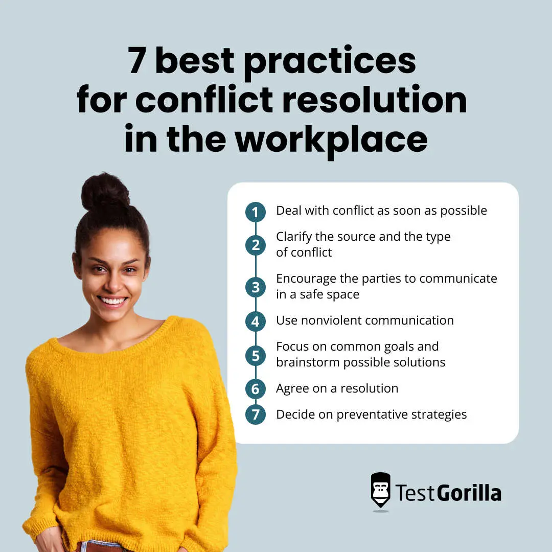 7 best practices for conflict resolution in the workplace graphic