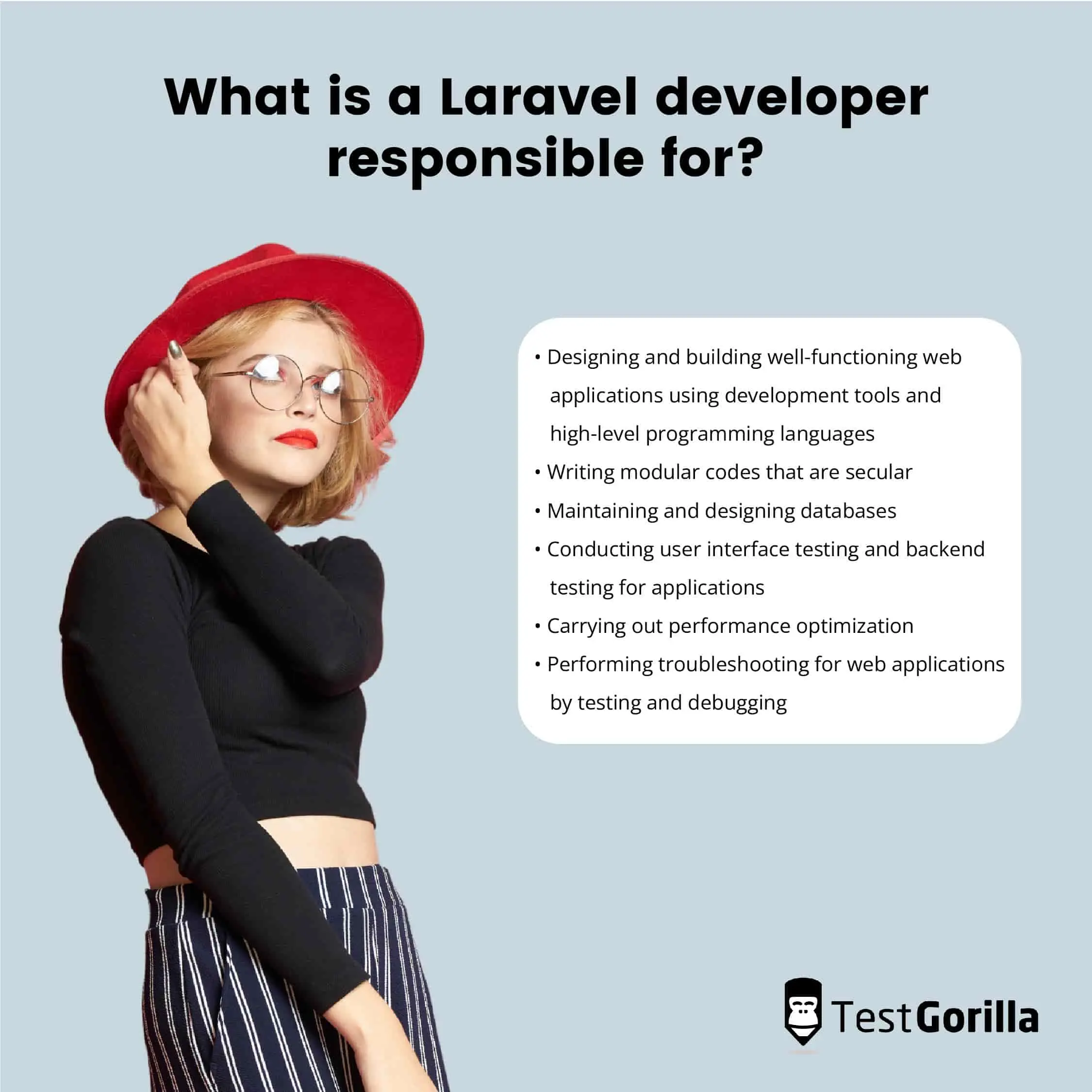 image listing the responsibilities of a laravel developer