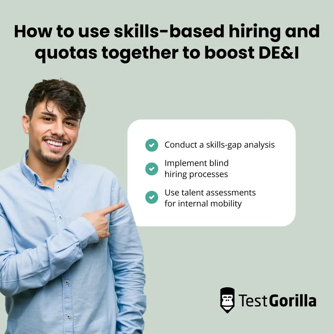How to use skills-based hiring and quotas together to boost DE&I graphic