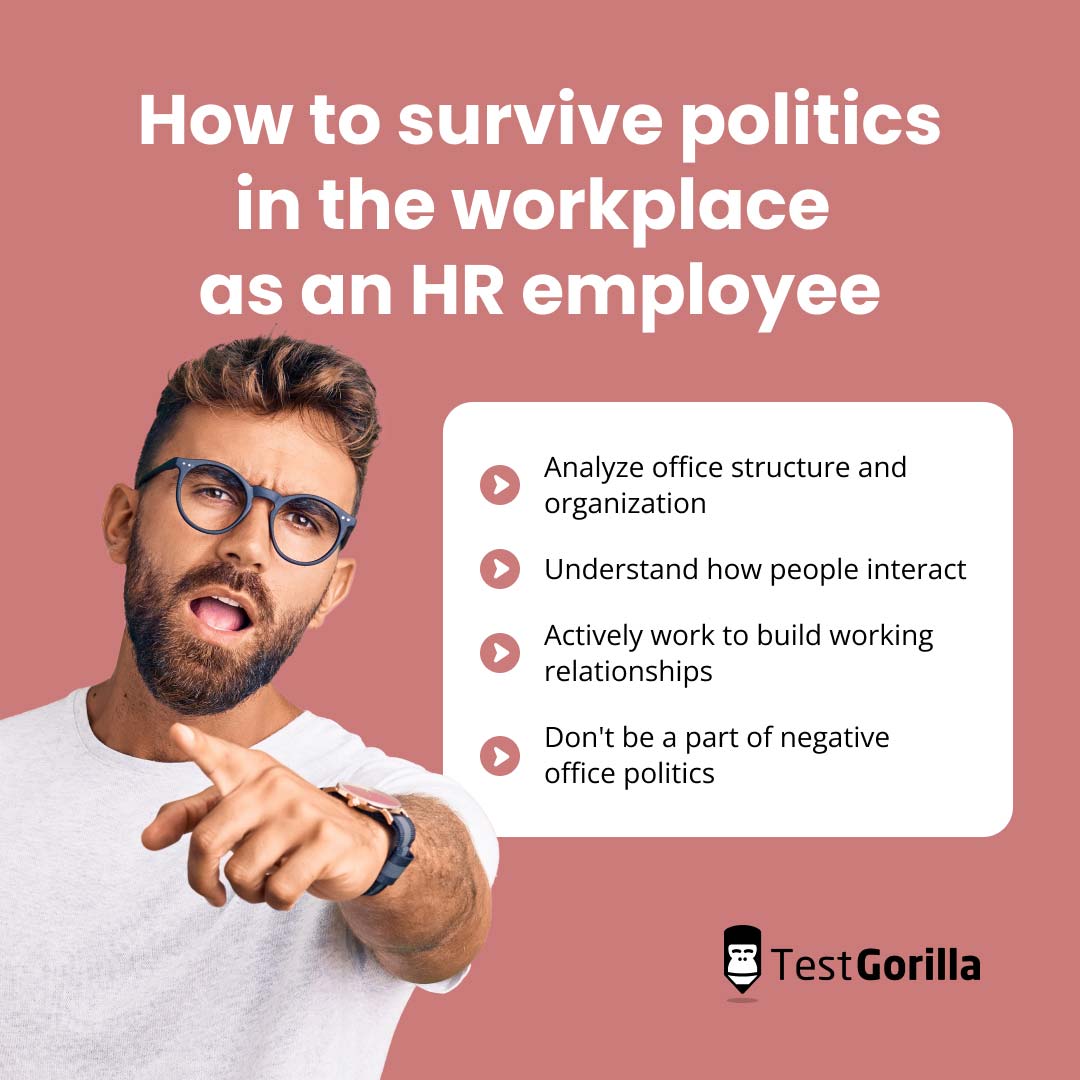 How to survive politics in the workplace as an HR employee graphic