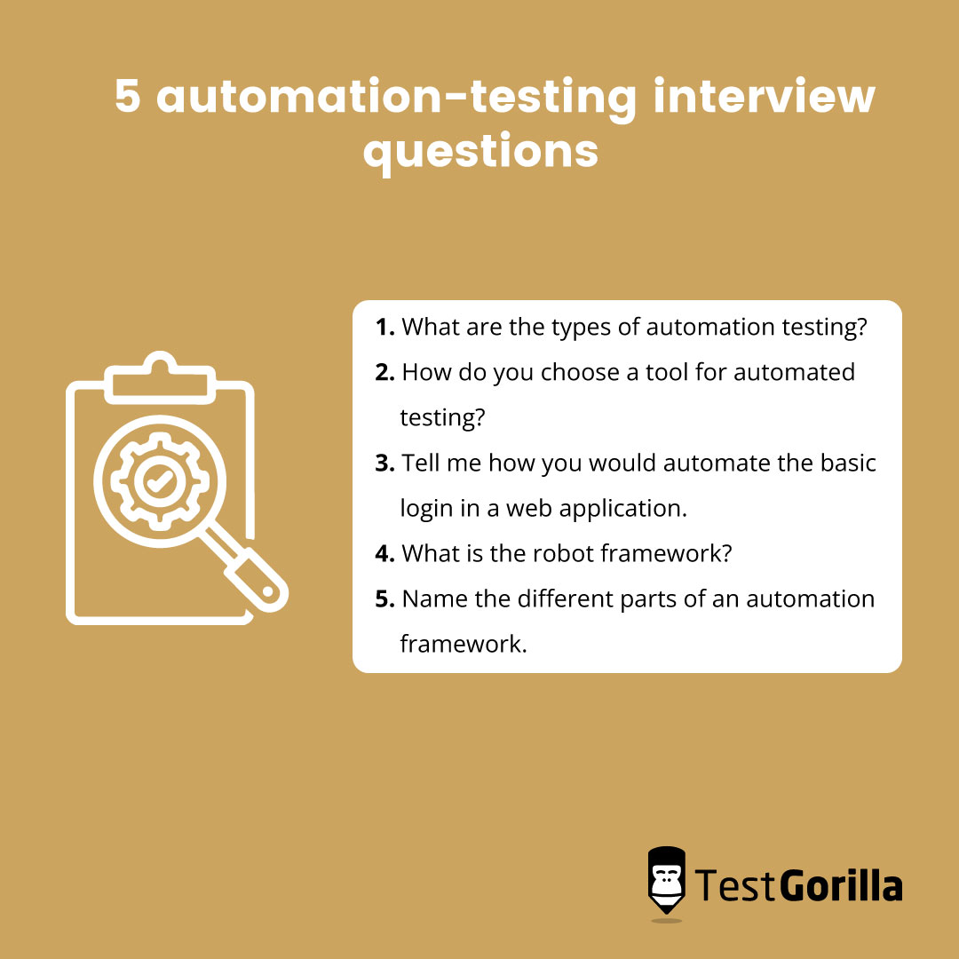 5 automation testing interview questions graphic