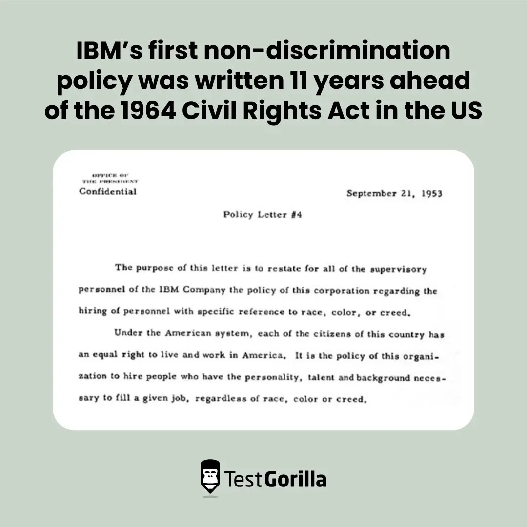 IBMs first non discrimination policy