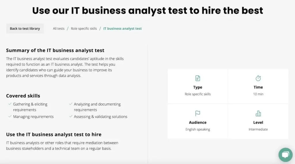 IT business analyst test