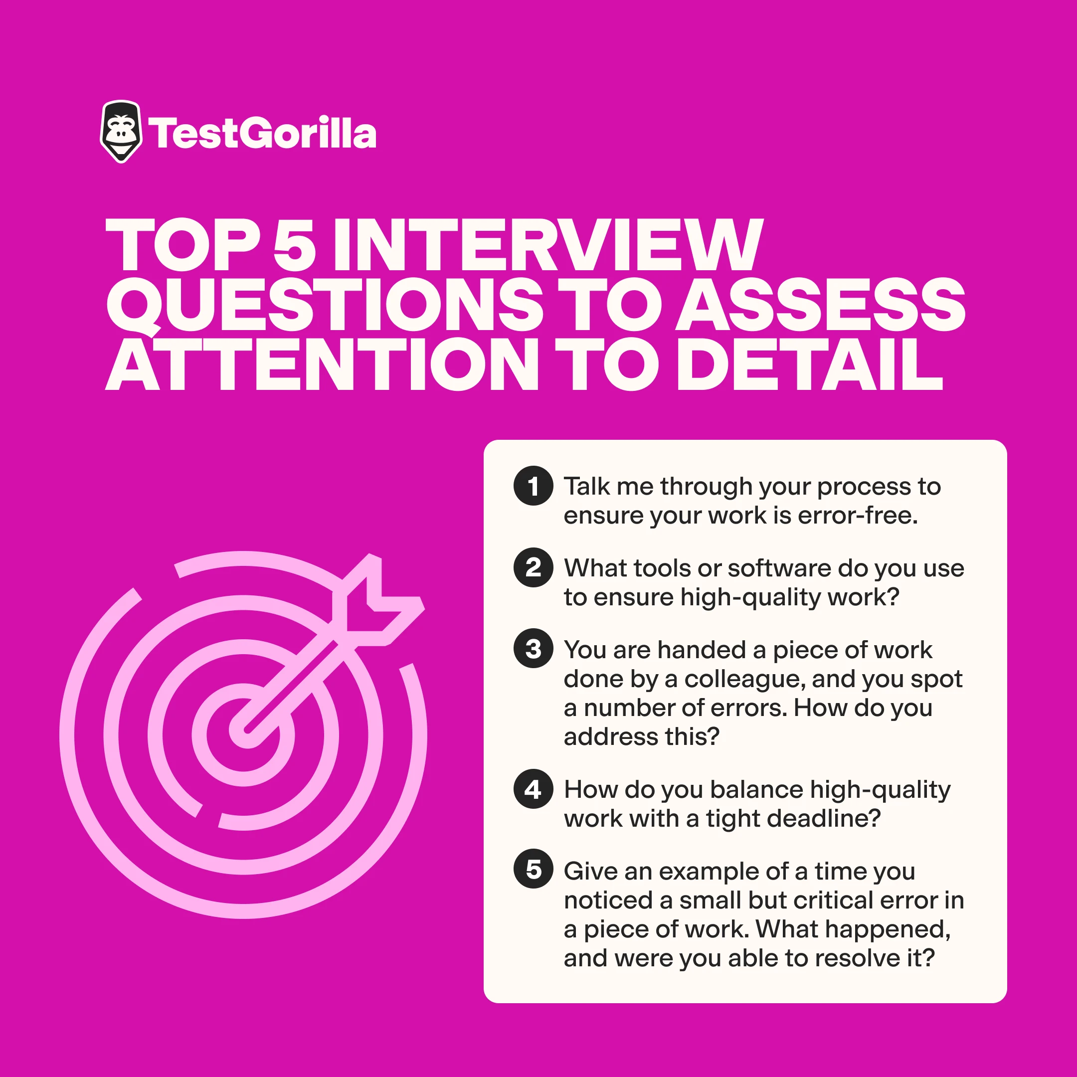 Top 5 interview questions to assess attention to detail graphic