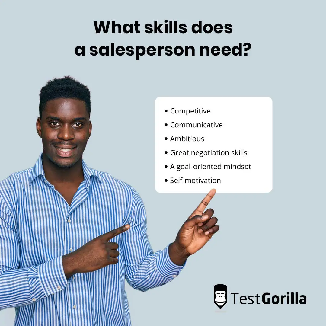 Graphic showing the list of skills a slaesperson needs