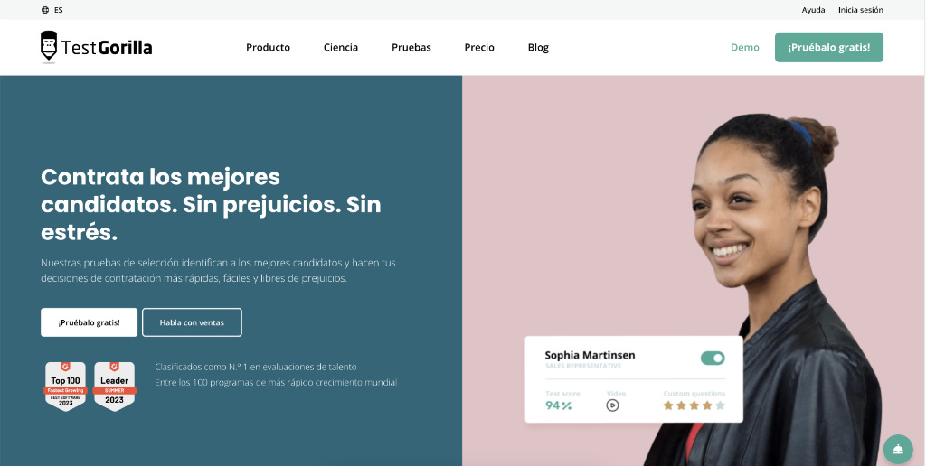 sitio web de testgorilla