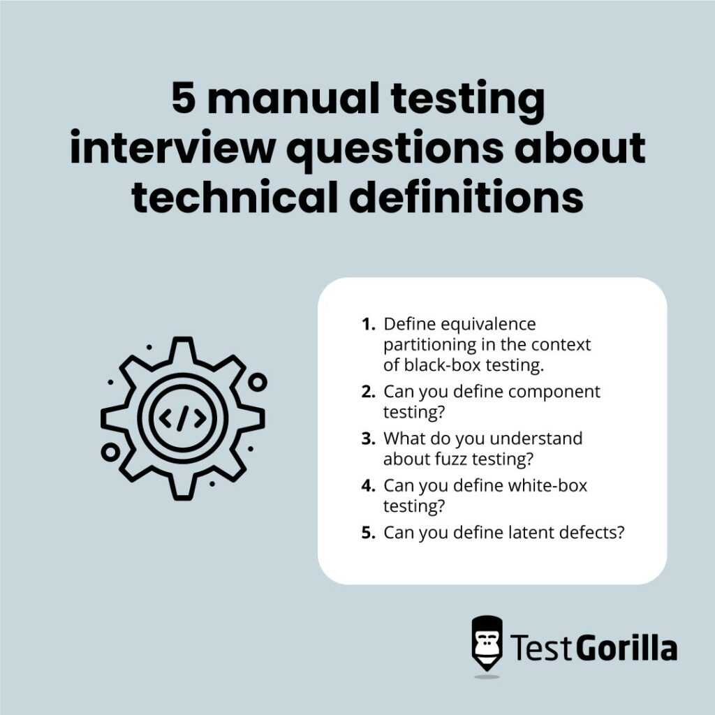 Five manual resting interview questions about technical definitions 