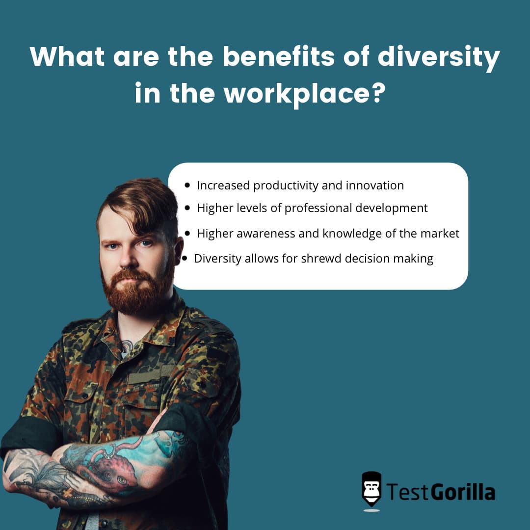 Graphic showing the benefits of diversity in the workplace