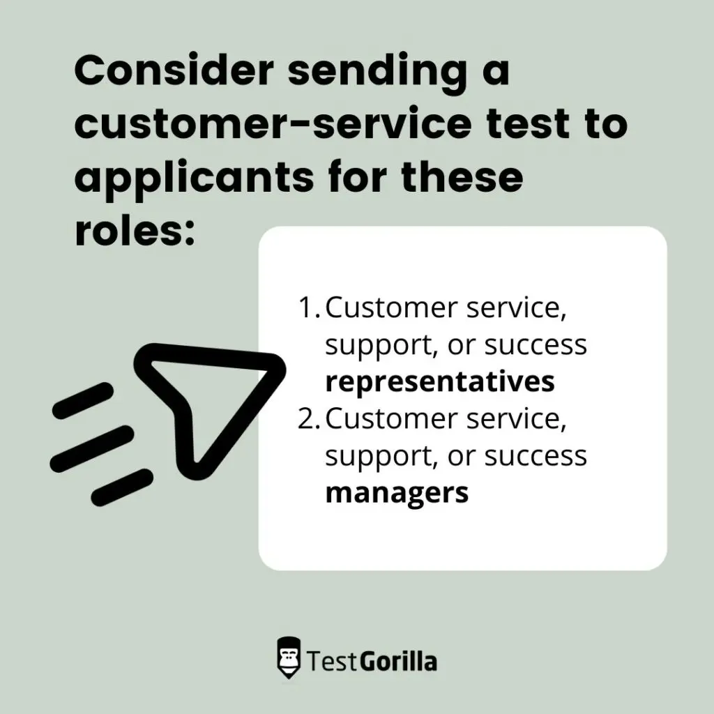 send customer-service test to applicants for these roles
