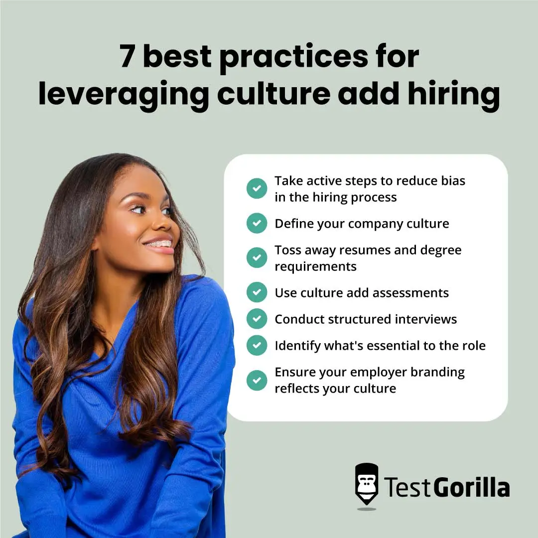 7 best practices for leveraging culture add hiring graphic