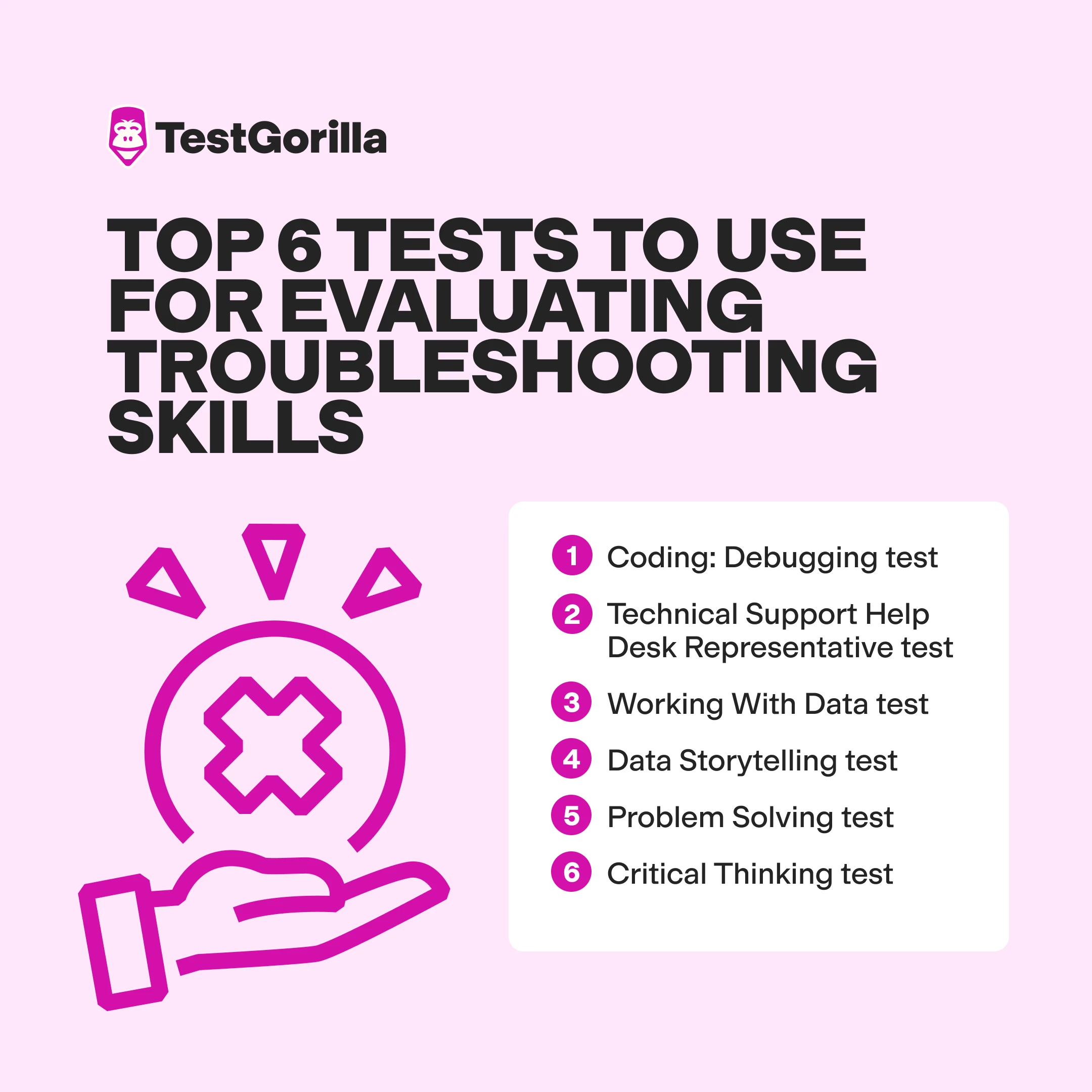 6 tests for evaluating troubleshooting skills graphic