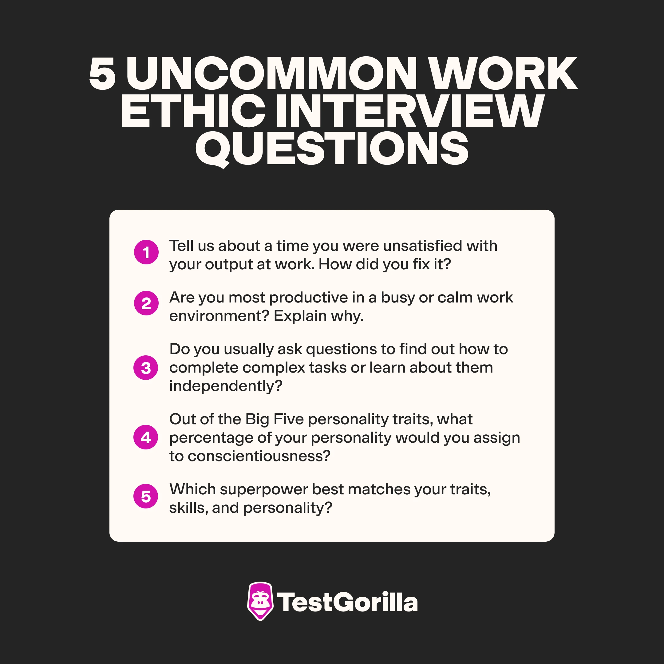 5 uncommon work ethic interview questions graphic
