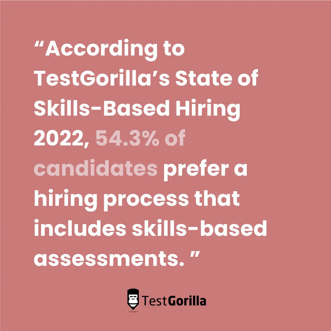 54 percent of candidates prefer skills-based hiring process