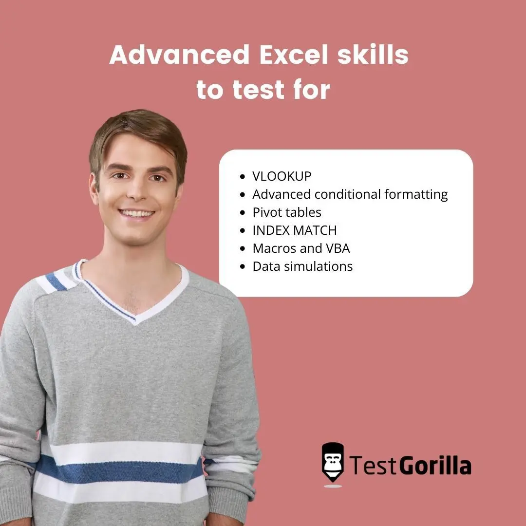 advanced Excel skills should you test for